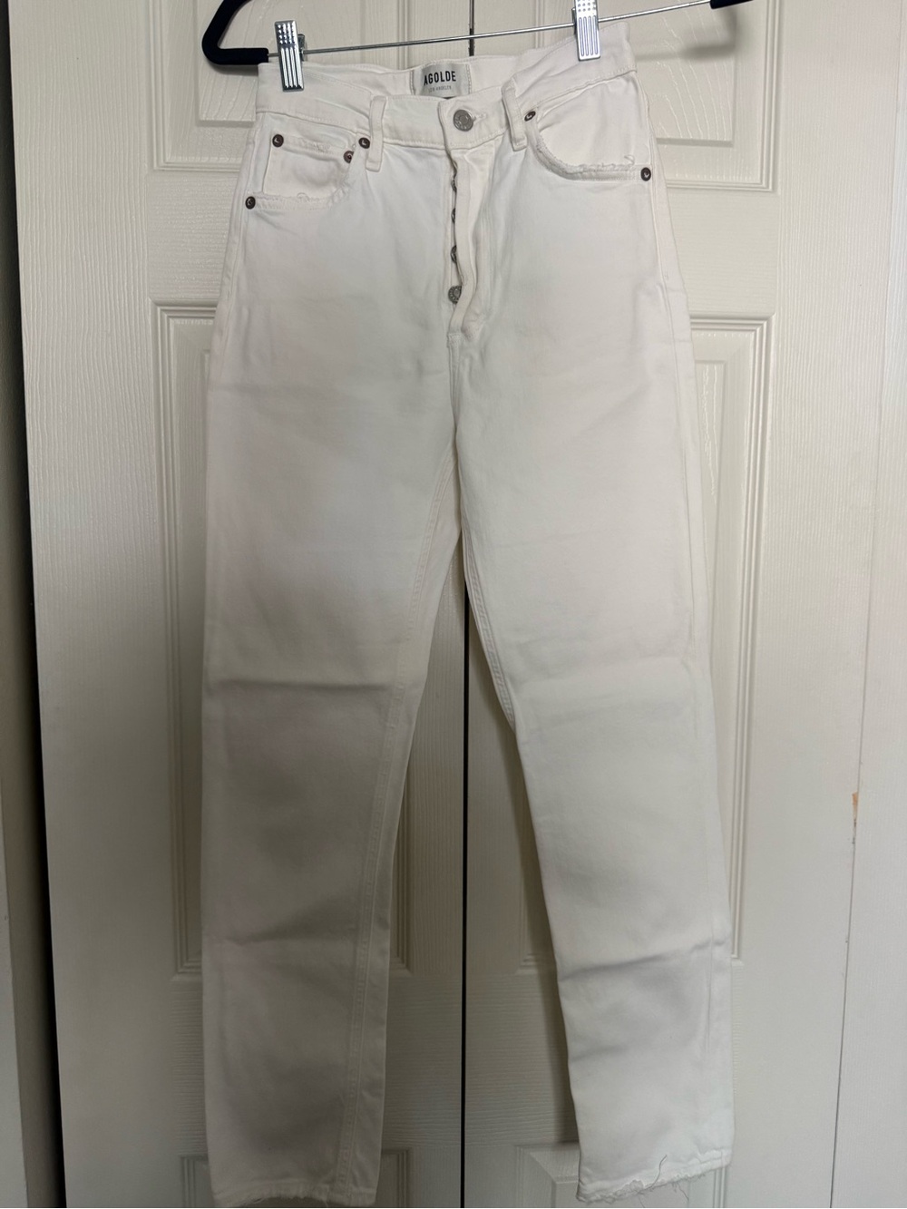 Agolde Women's Off White Skinny Button-Fly Jeans